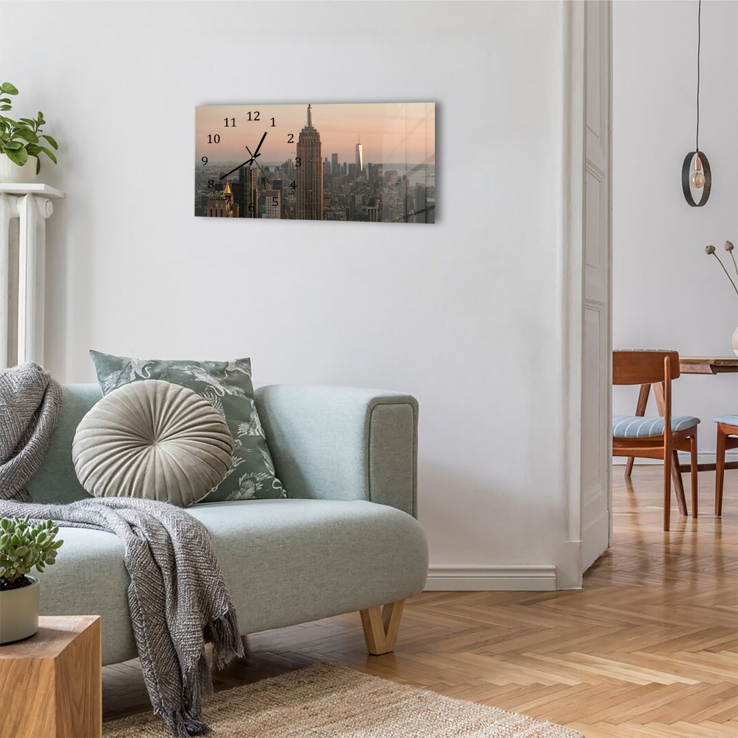 Wanduhr 60x30 - Manhattan Skyline