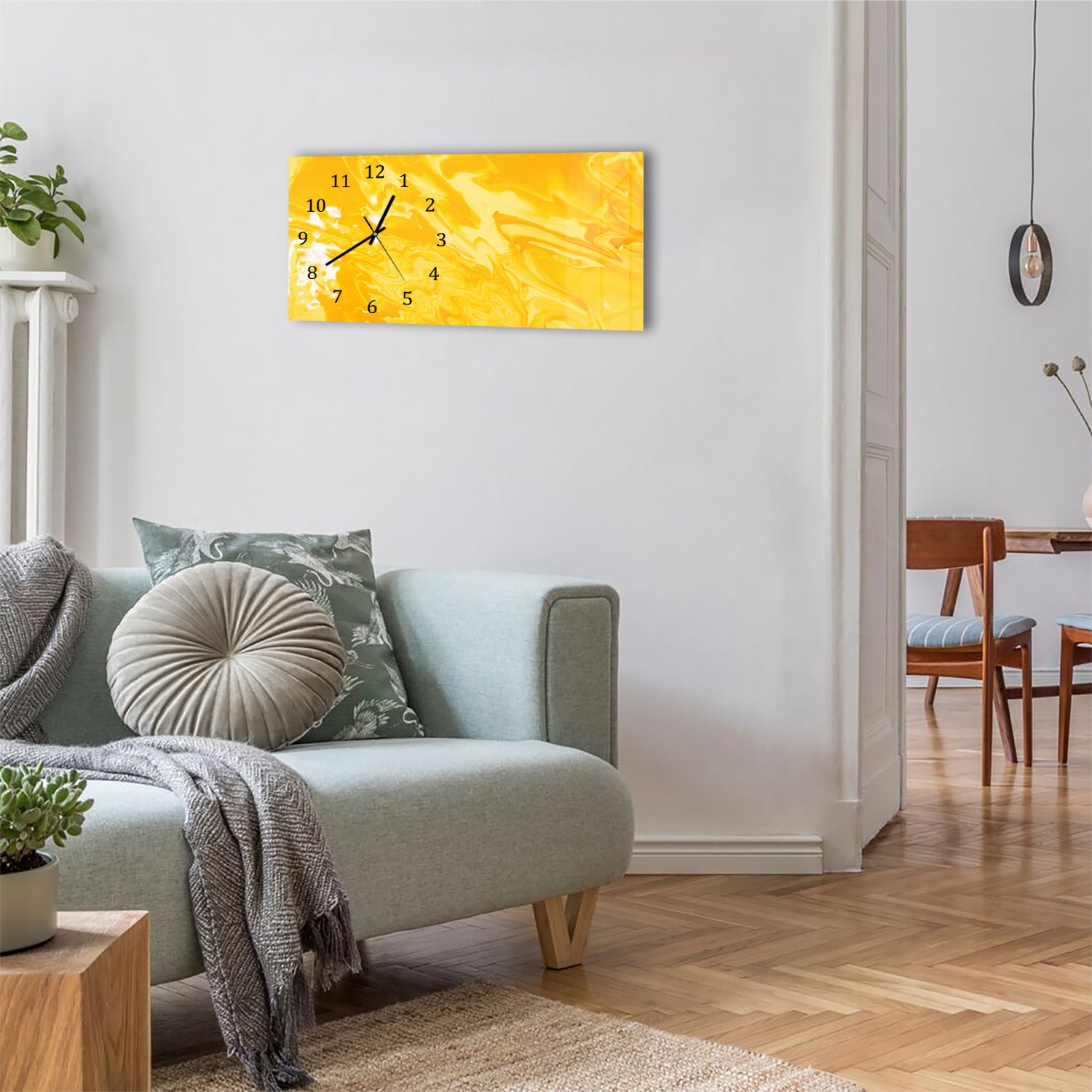 Wanduhr 60x30 - Abstrakt gelb