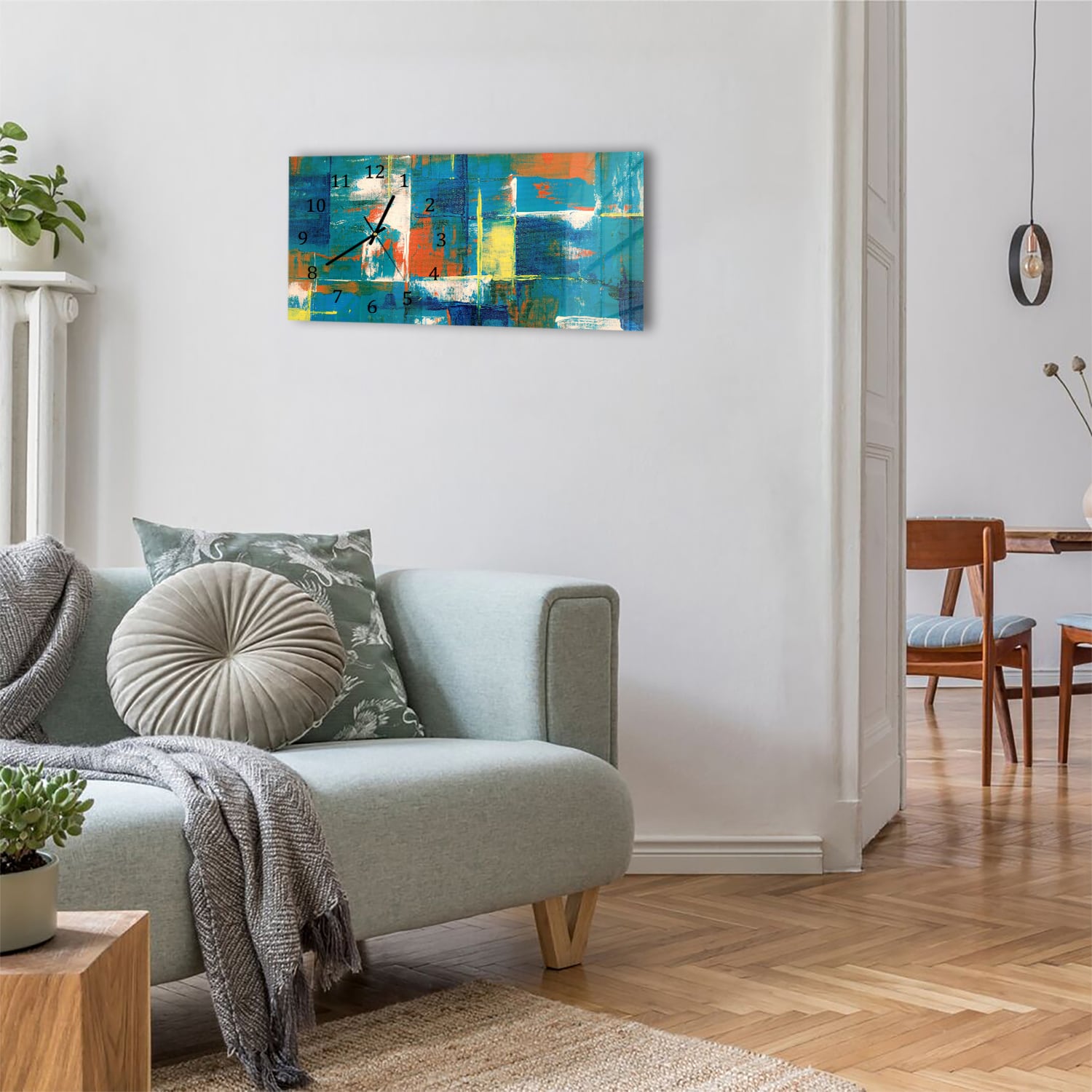 Wanduhr 60x30 - Abstrakte Leinwand