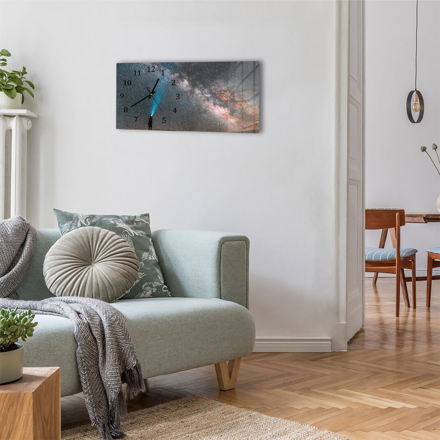 Wanduhr 60x30 - Sternengucken unter der Milchstraße