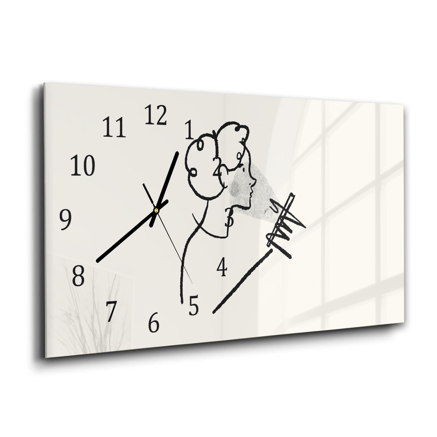 Wanduhr 60x30 - Gezeichnete Frau