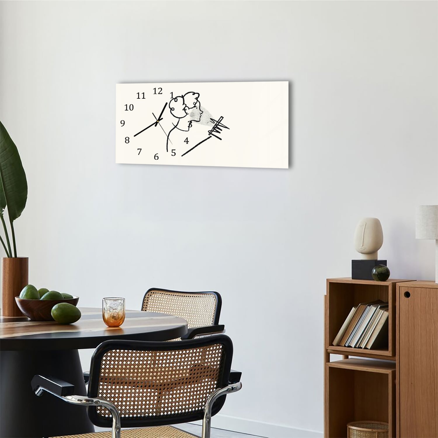 Wanduhr 60x30 - Gezeichnete Frau