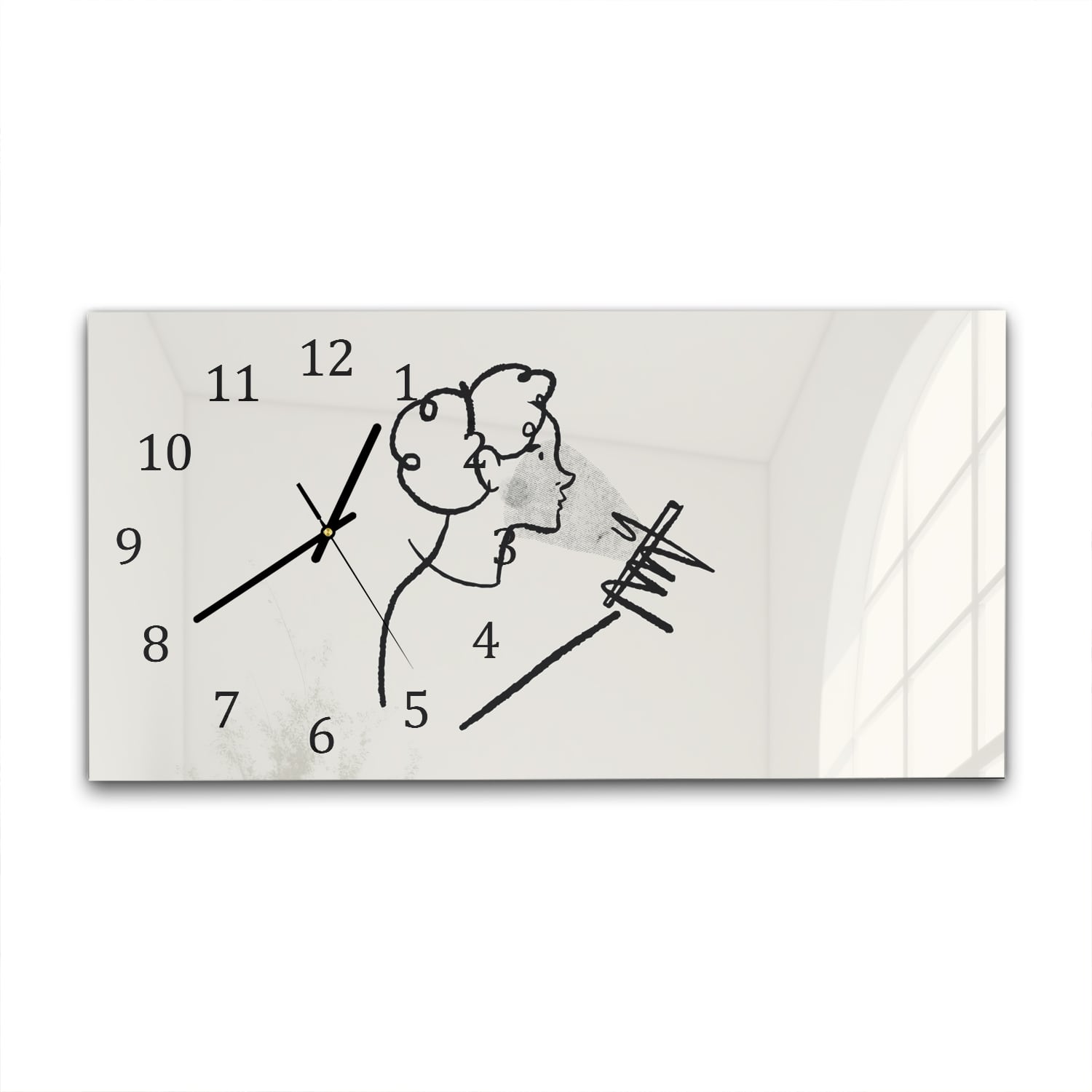 Wanduhr 60x30 - Gezeichnete Frau