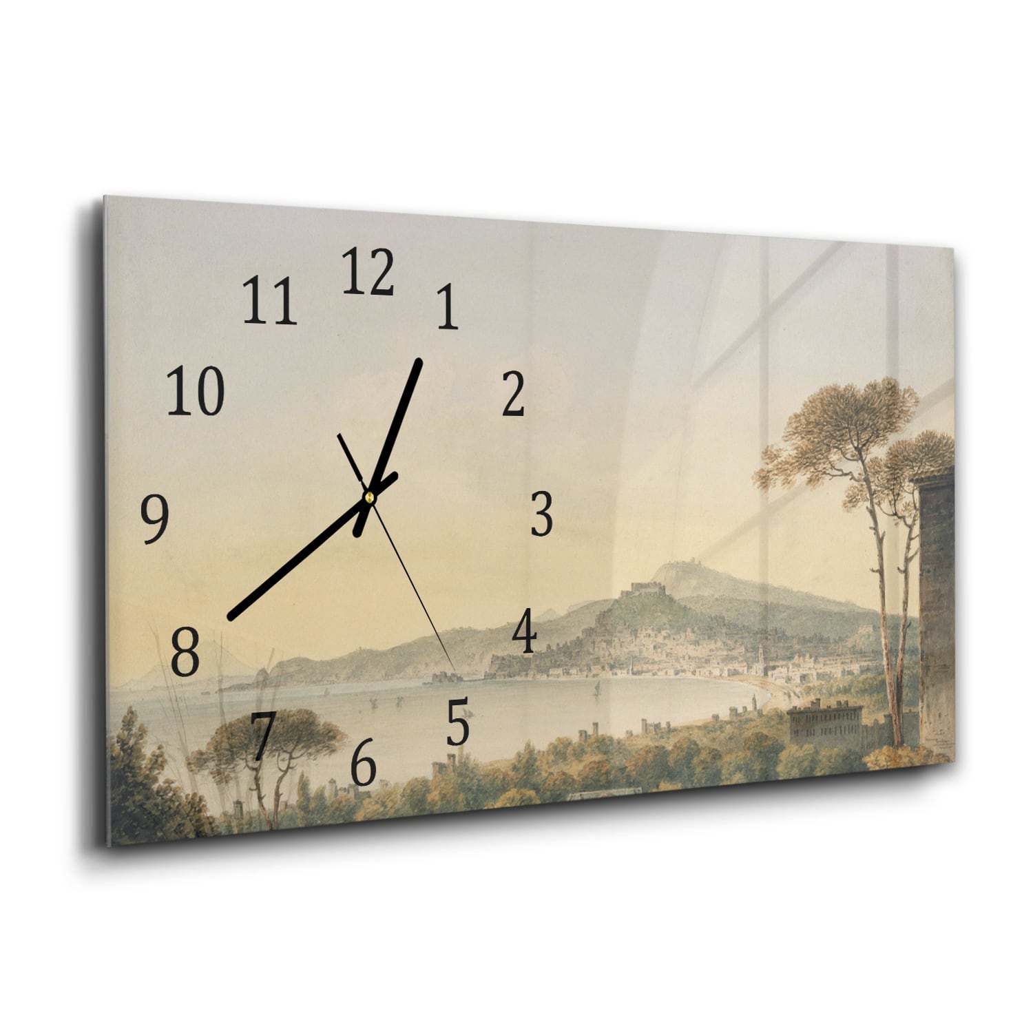 Wanduhr 60x30 - Aquarell-Gemälde Küstenlinie