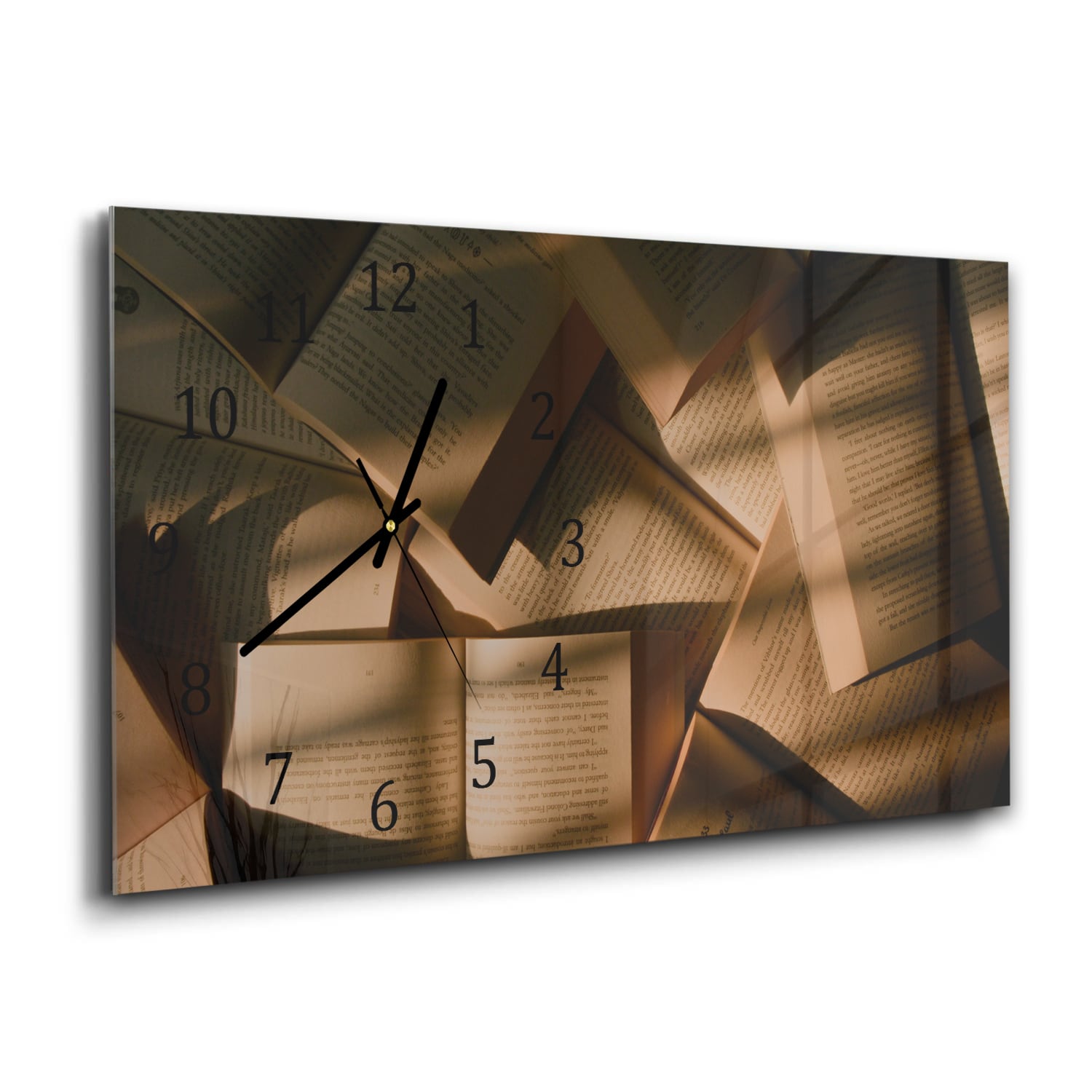 Wanduhr 60x30 - Bücher-Textur