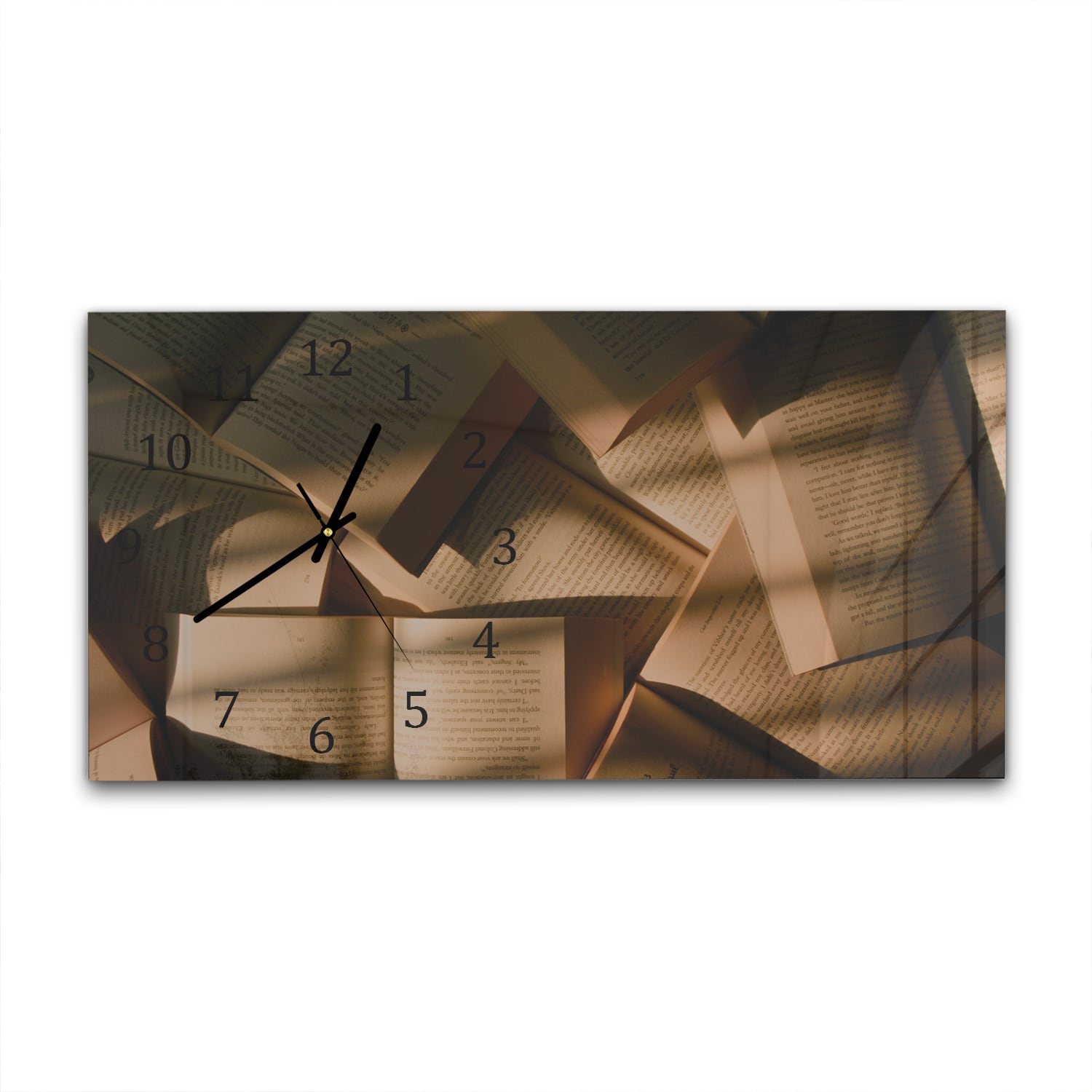 Wanduhr 60x30 - Bücher-Textur