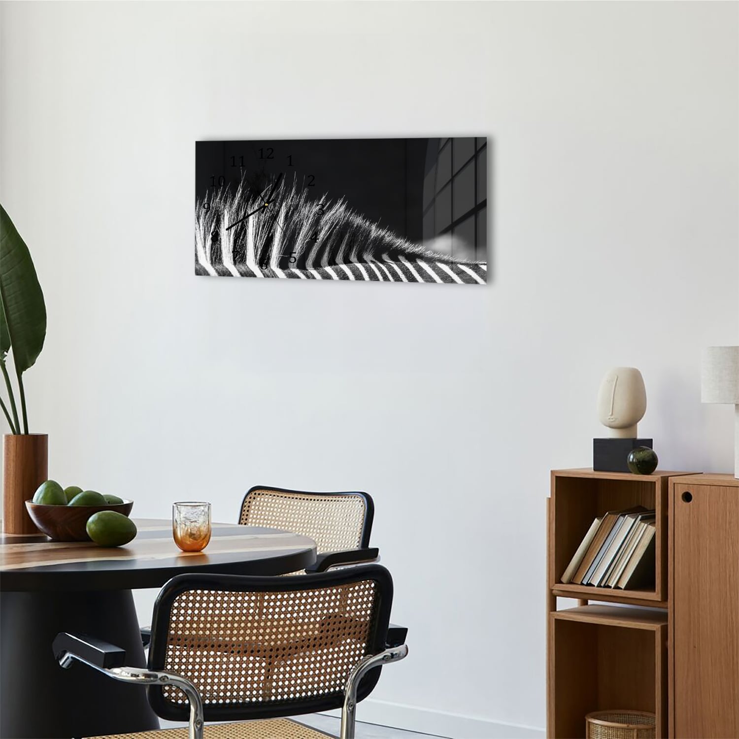 Wanduhr 60x30 - Schwarz-weiß Zebra
