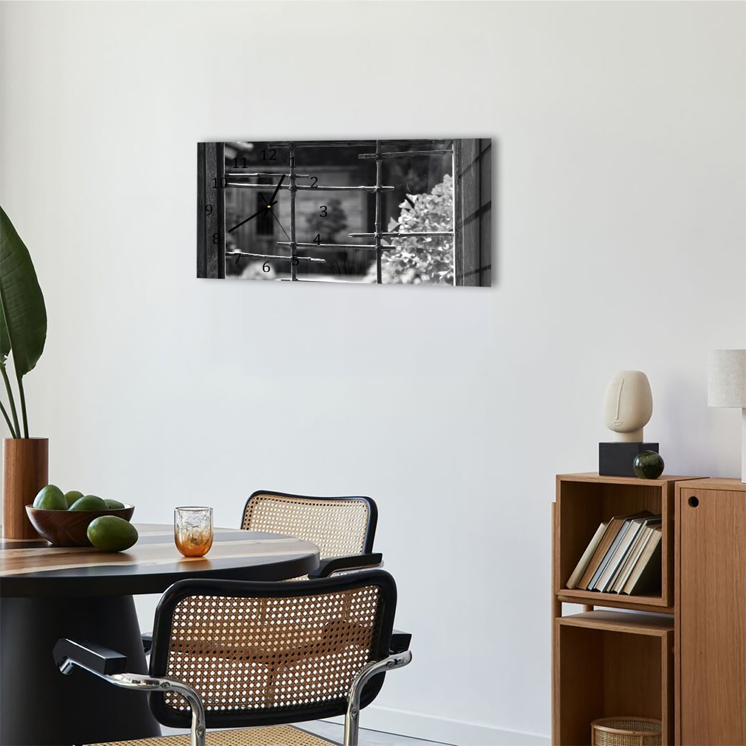 Wanduhr 60x30 - Schwarz-weiß Fenster