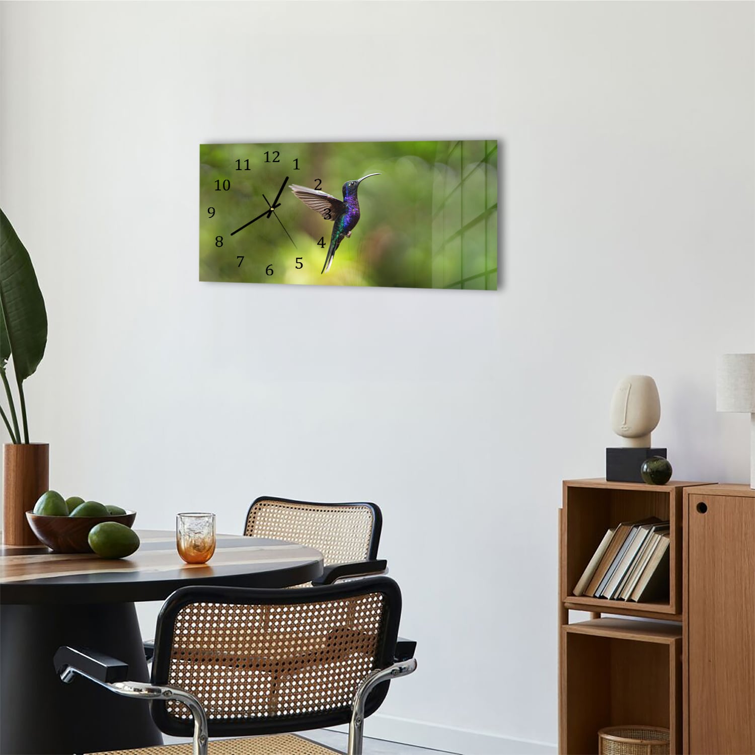 Wanduhr 60x30 - Bunter Kolibri