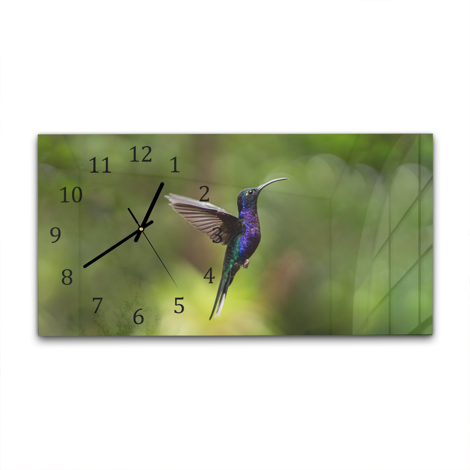 Wanduhr 60x30 - Bunter Kolibri