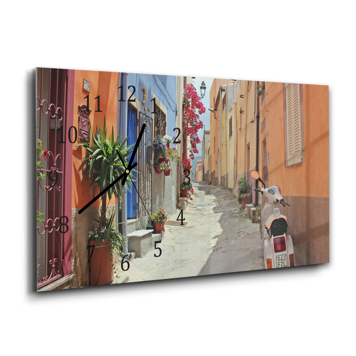 Wanduhr 60x30 - Bunte Gasse