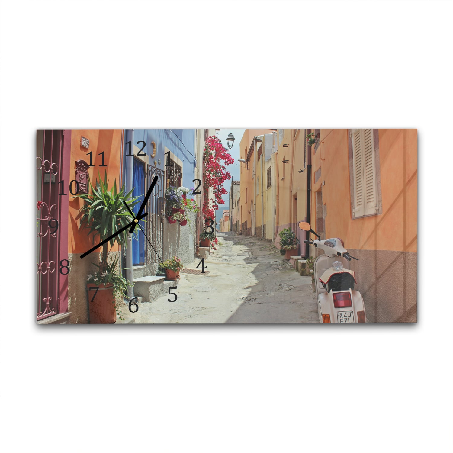 Wanduhr 60x30 - Bunte Gasse