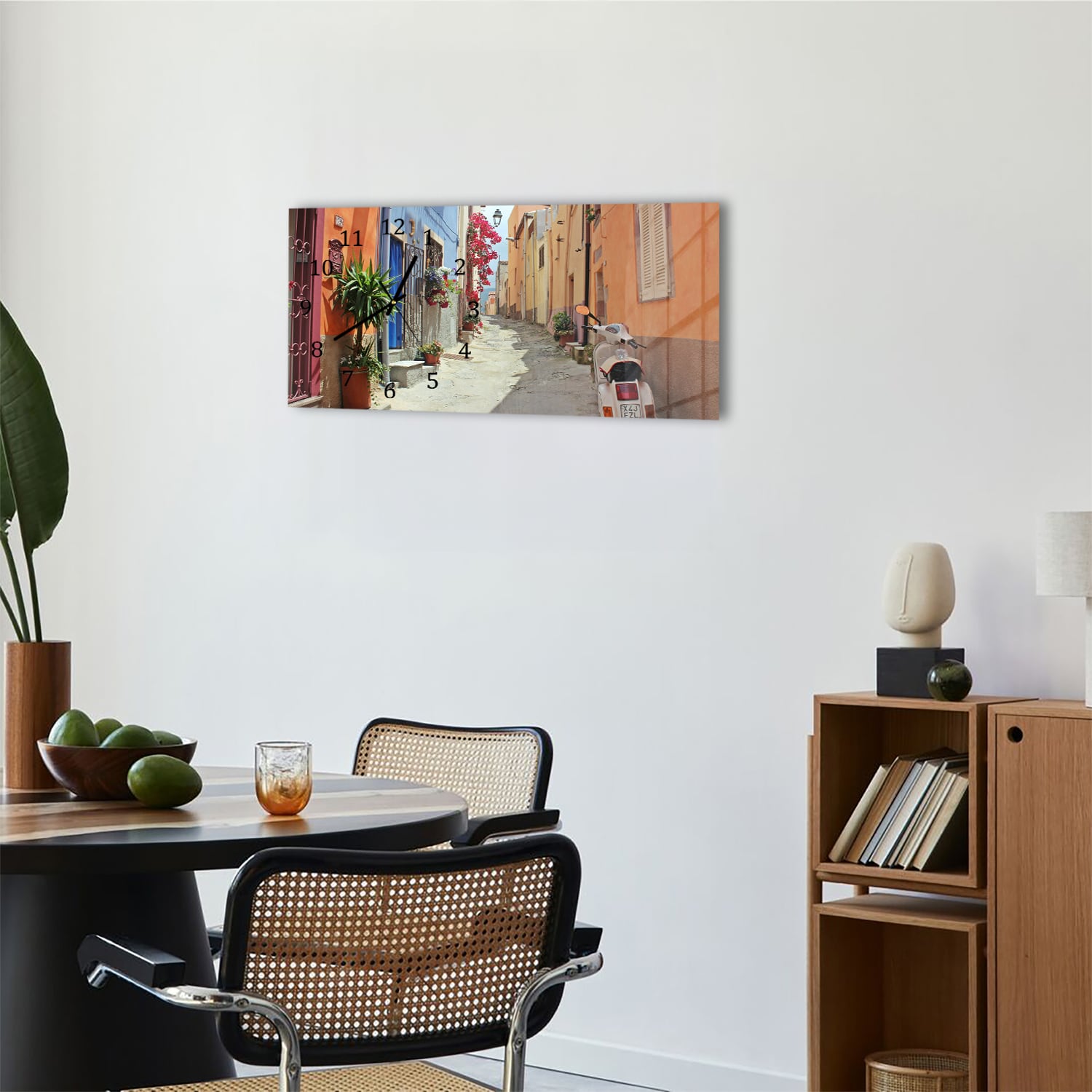 Wanduhr 60x30 - Bunte Gasse