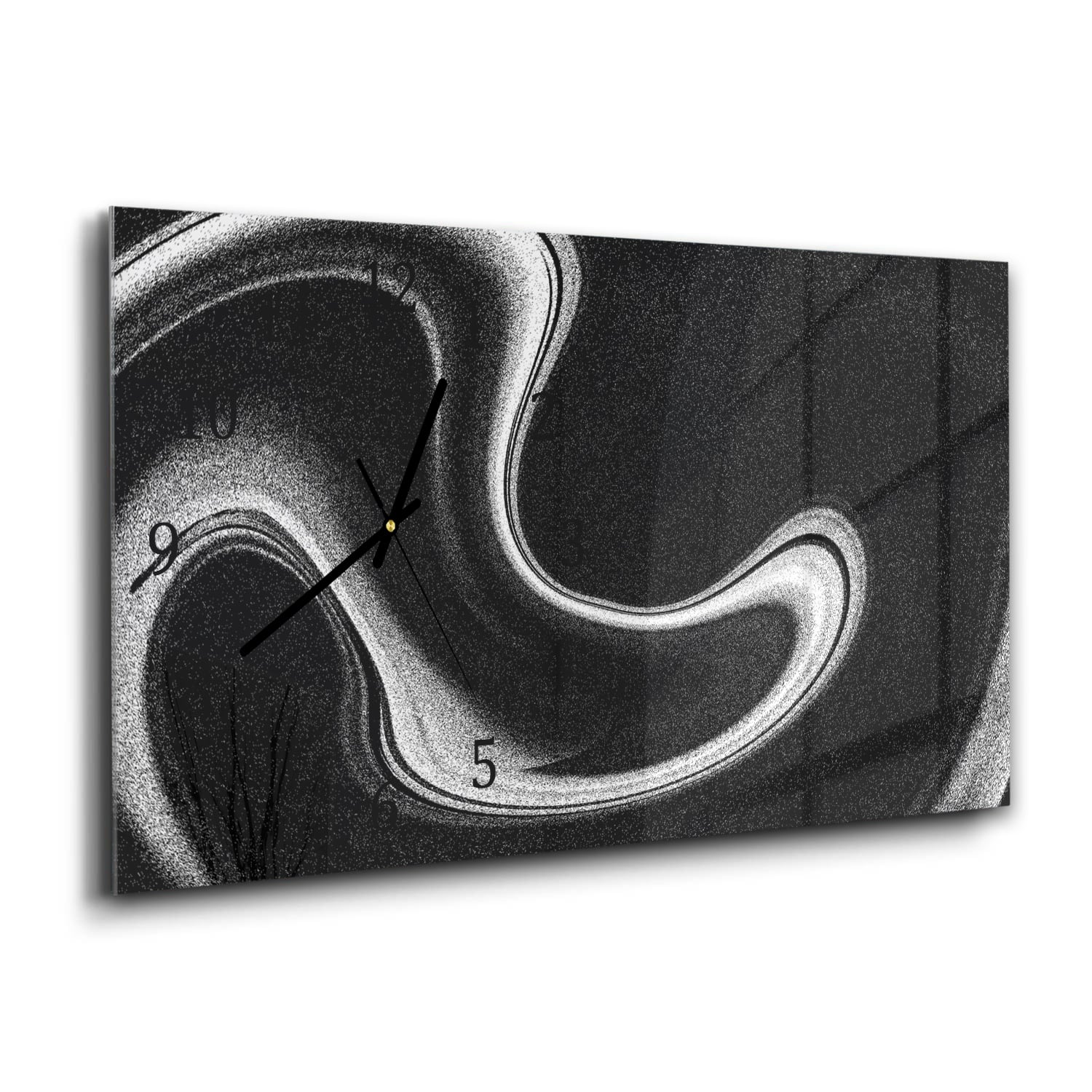 Wanduhr 60x30 - Schwarz-weiß abstrakt