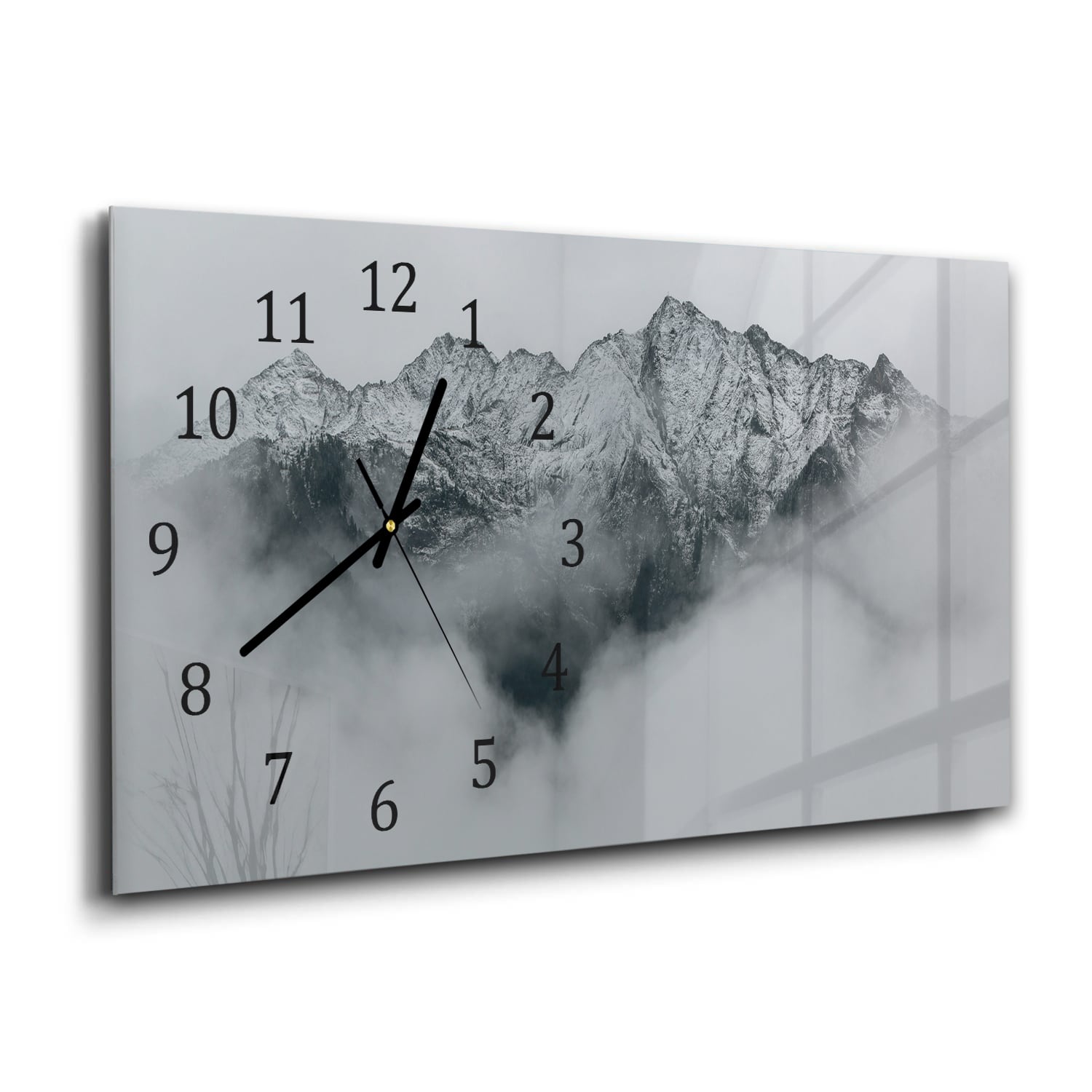 Wanduhr 60x30 - Berg in den Wolken