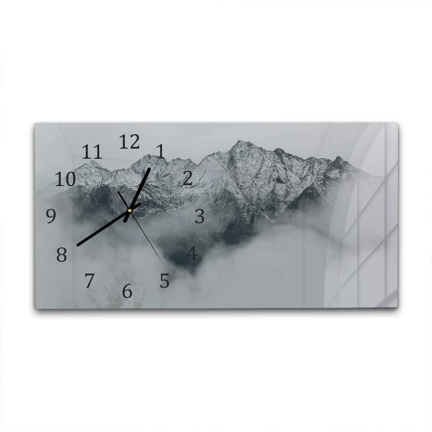 Wanduhr 60x30 - Berg in den Wolken