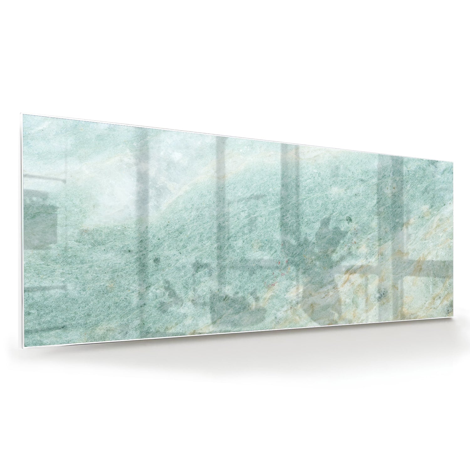 Abstraktes Glasbild in raffinierten Grüntönen – Glasbild aus Sicherheitsglas, Größe 60x60
