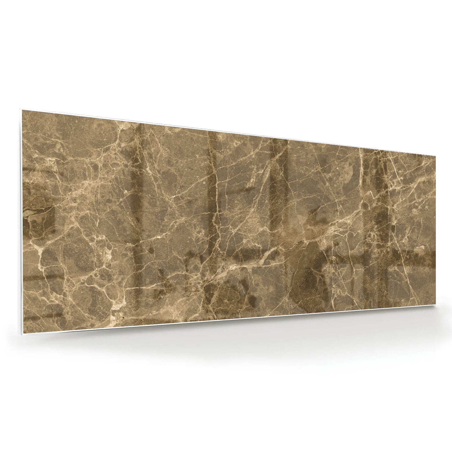 Goldfarbenes Glasbild mit Marmoreffekt – Glasbild aus Sicherheitsglas, Größe 60x60