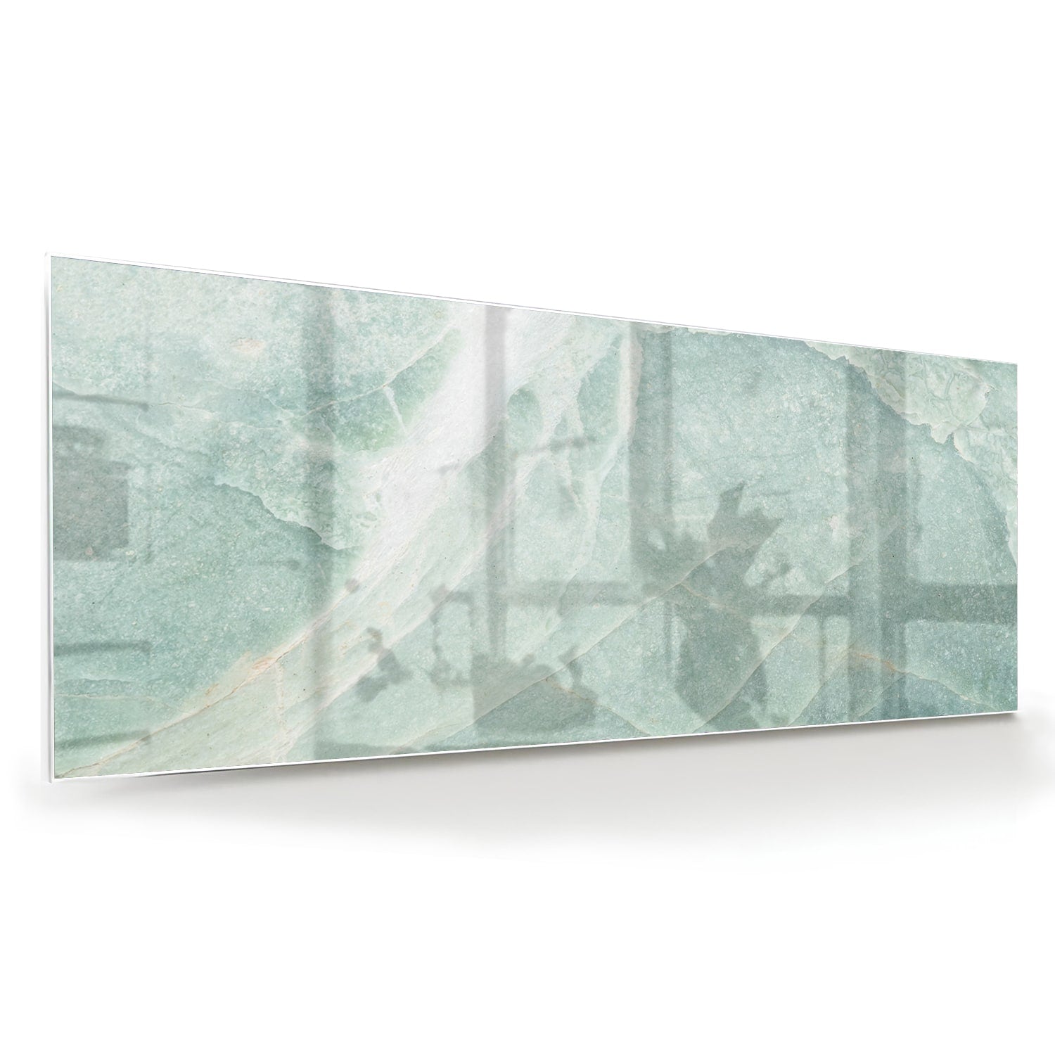 Abstraktes grünes Glasbild für moderne Innenräume – Glasbild aus Sicherheitsglas, Größe 60x60