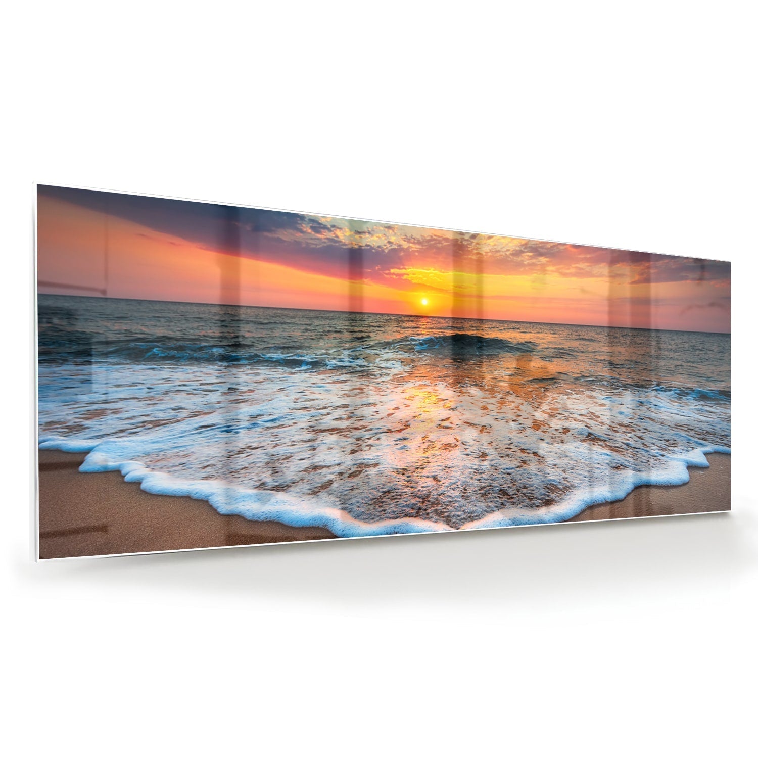 Sonnenuntergang aan het Strand - Glasbild