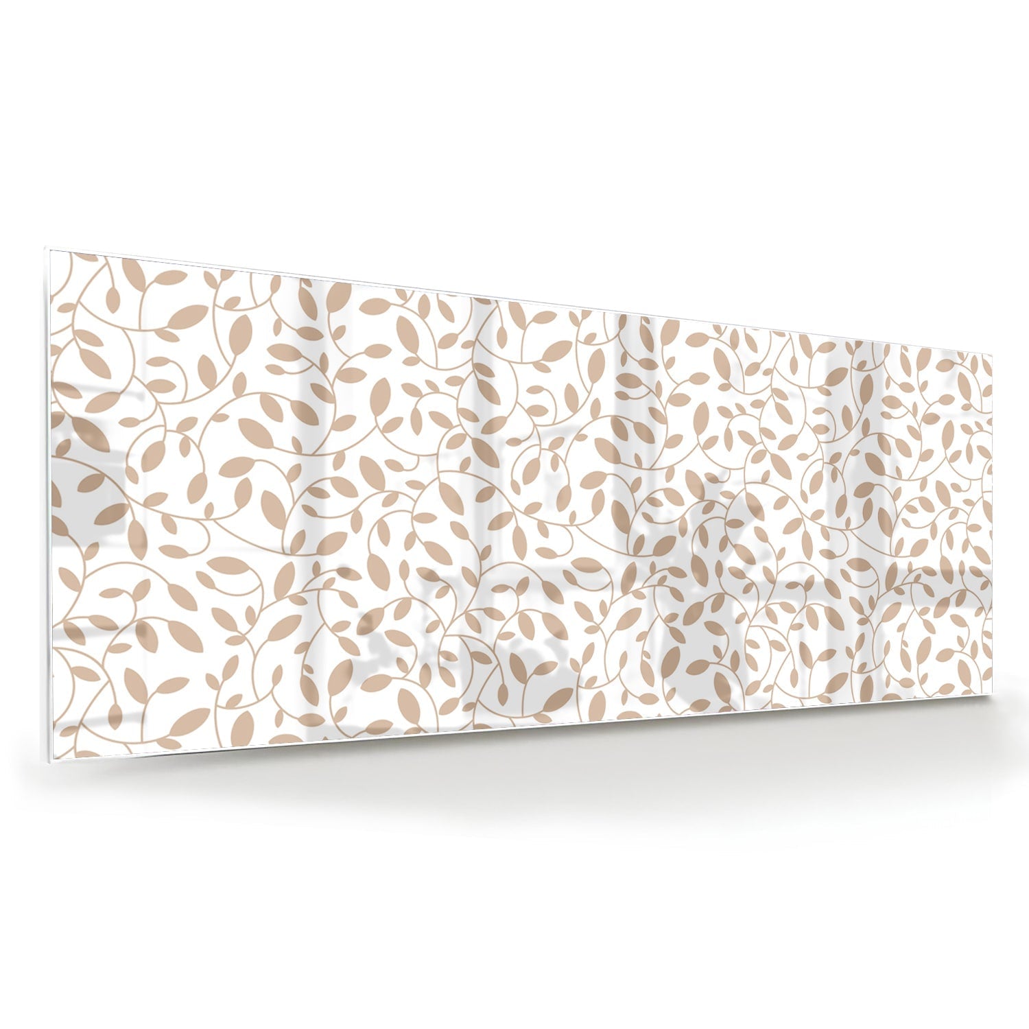Elegantes Glasbild mit Blattmuster – Glasbild aus Sicherheitsglas, Größe 60x60