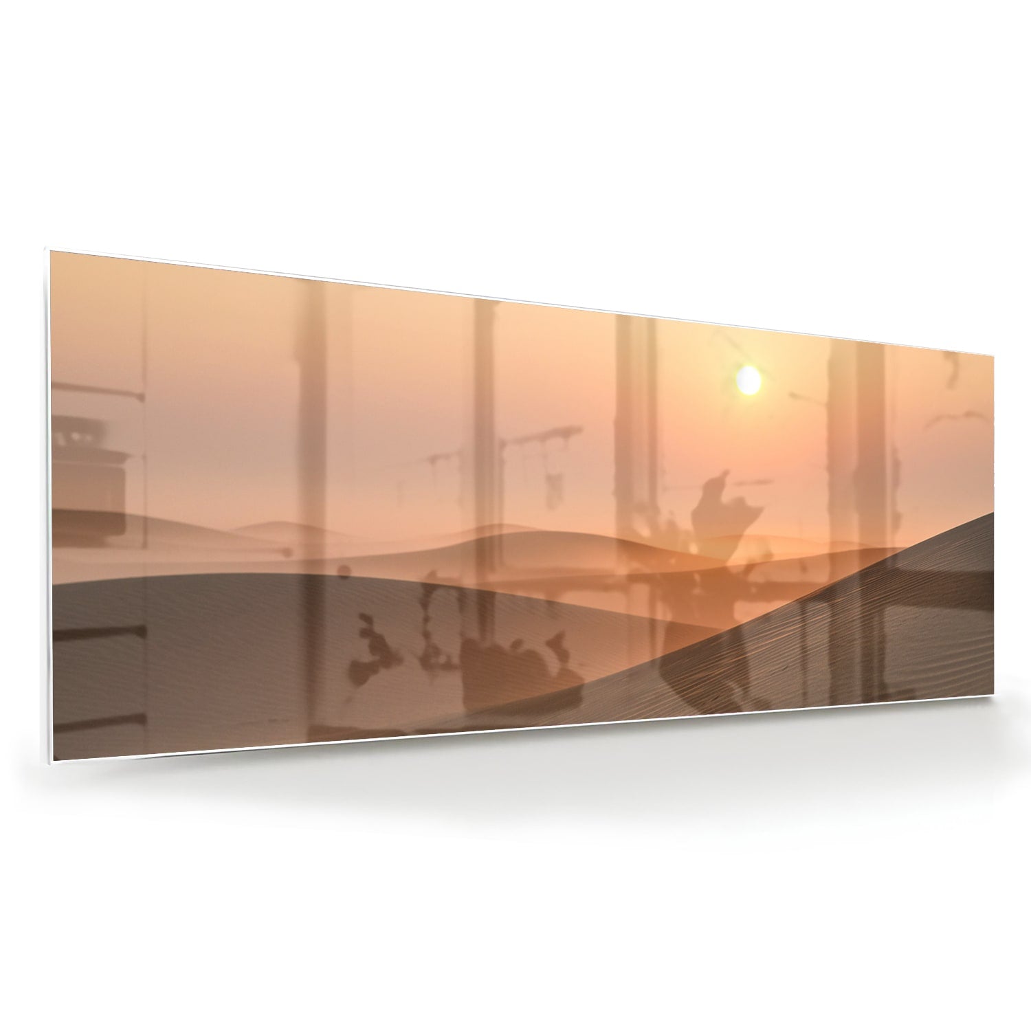 Glasbild mit Sonnenuntergang in warmen Farbtönen – Glasbild aus Sicherheitsglas, Größe 60x60