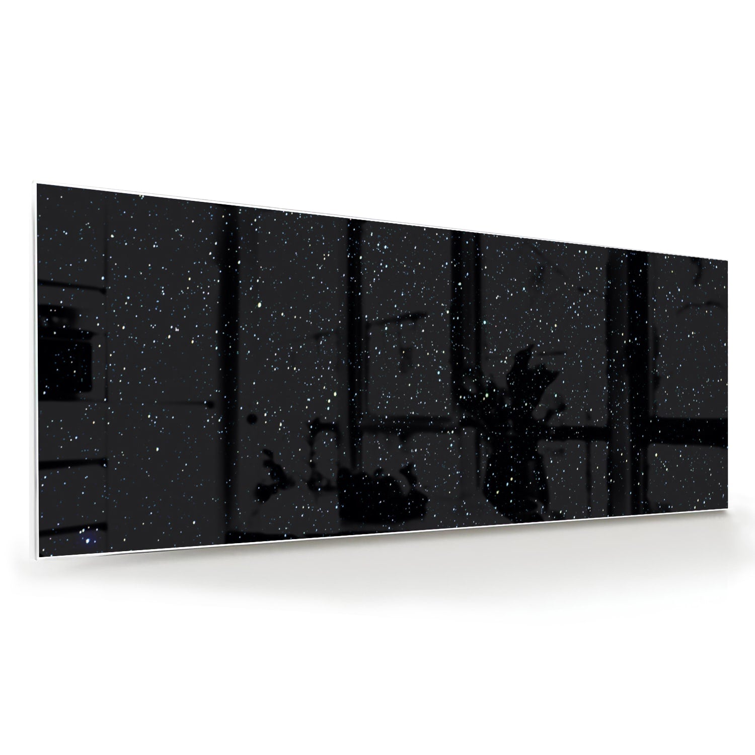 Glasbild mit Sternen auf schwarzem Hintergrund – Glasbild aus Sicherheitsglas, Größe 60x60