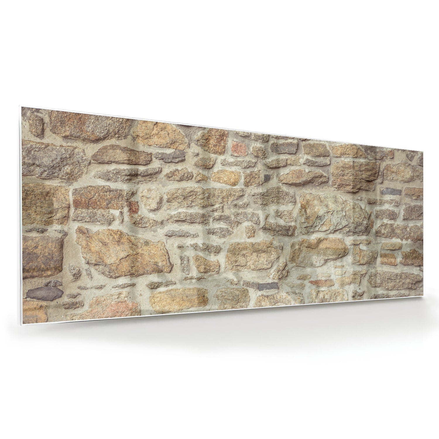 Glasbild mit rustikaler Steinwand – Glasbild aus Sicherheitsglas, Größe 60x60
