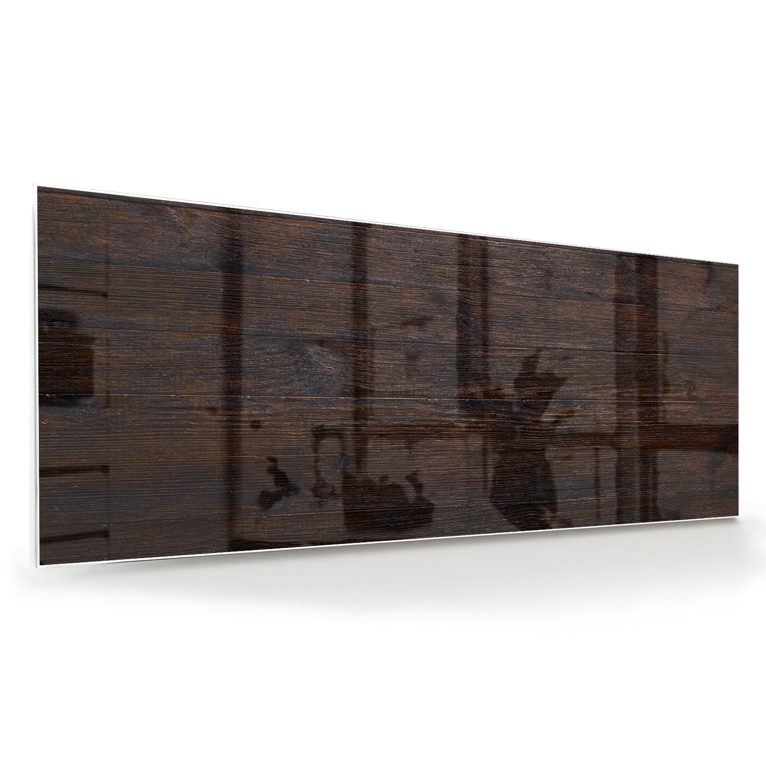 Modernes Glasbild mit warmen Holztönen – Glasbild aus Sicherheitsglas, Größe 60x60