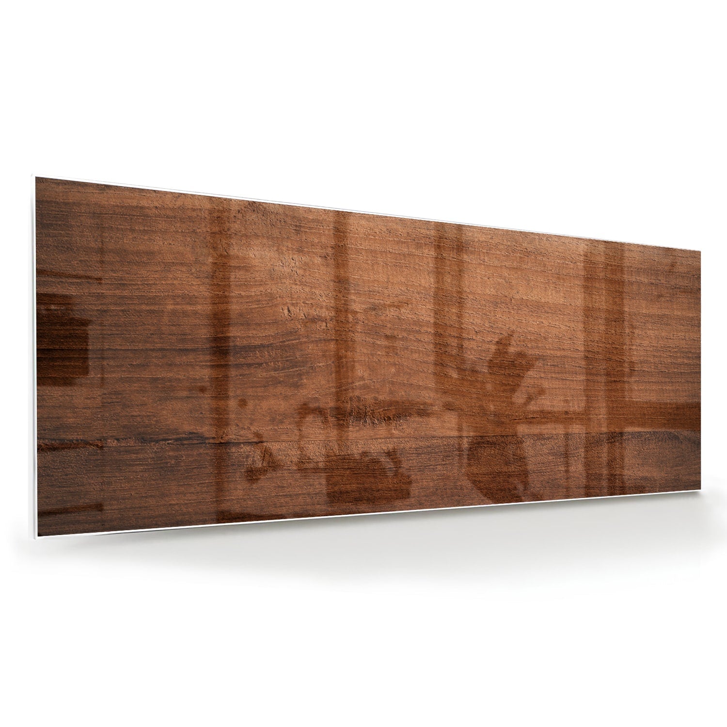Elegantes Glasbild in warmem Holzton – Glasbild aus Sicherheitsglas, Größe 60x60