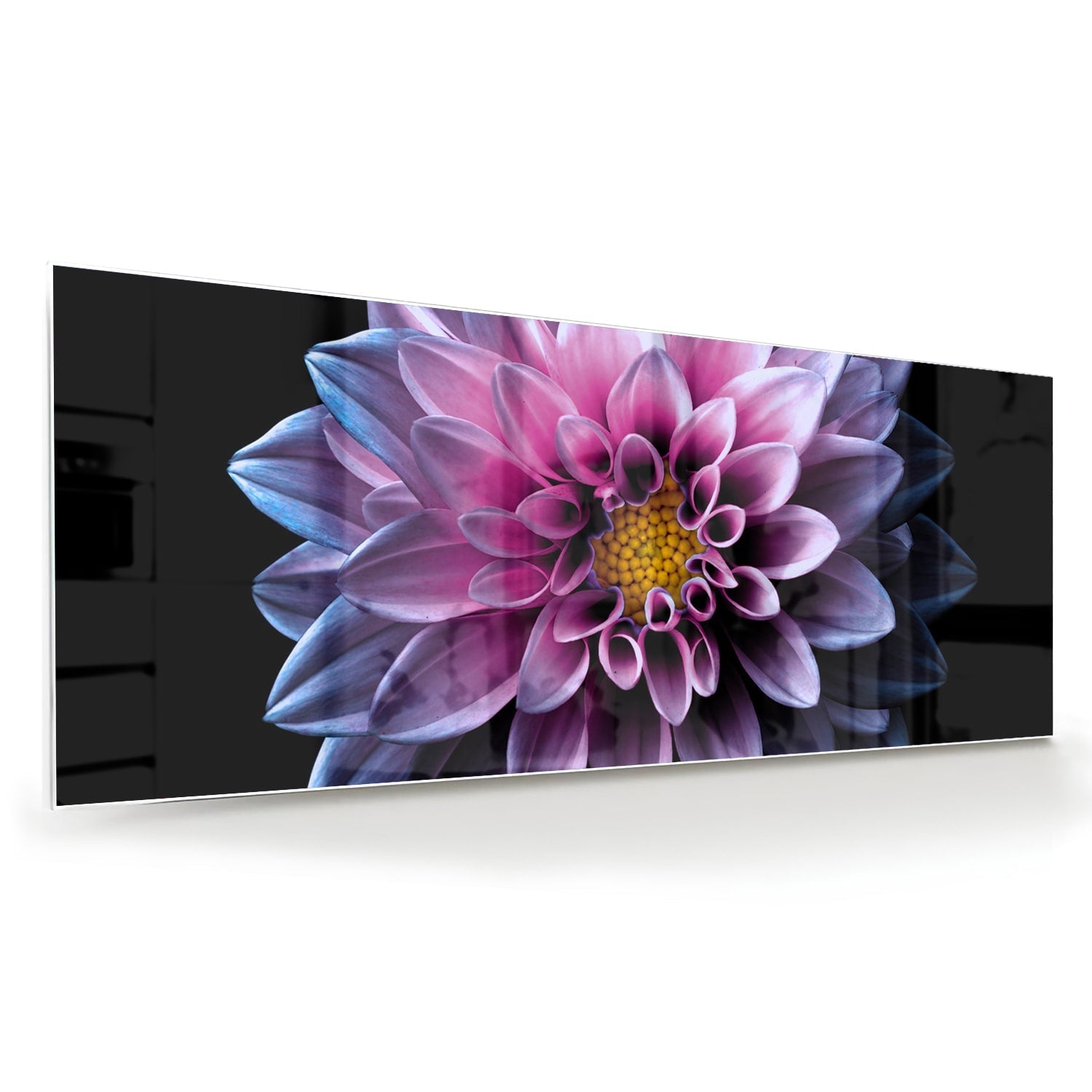 Elegantes Glasbild mit rosa Blume – Glasbild aus Sicherheitsglas, Größe 60x60