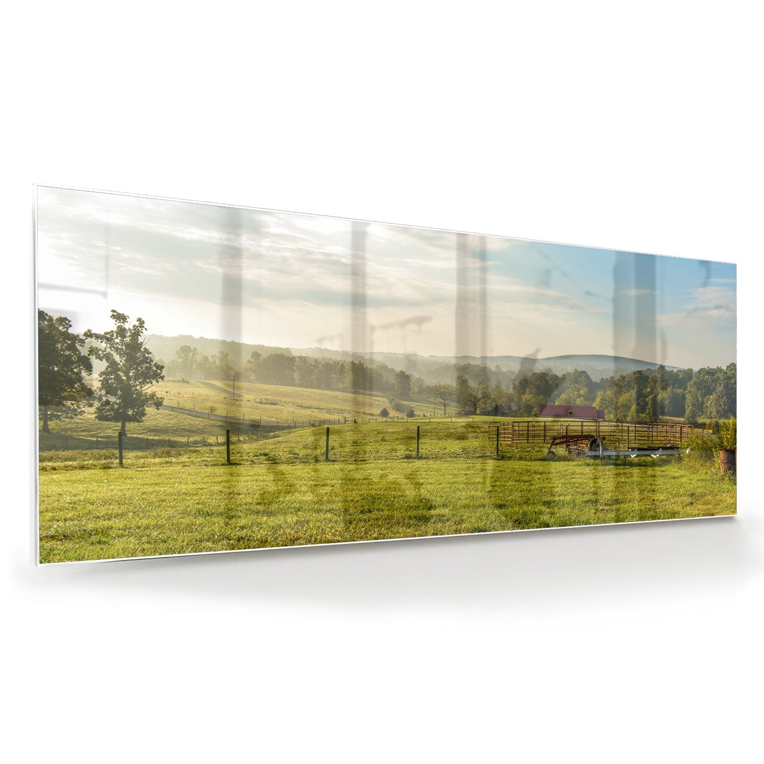 Glasbild mit atemberaubender grüner Wiese – Glasbild aus Sicherheitsglas, Größe 60x60