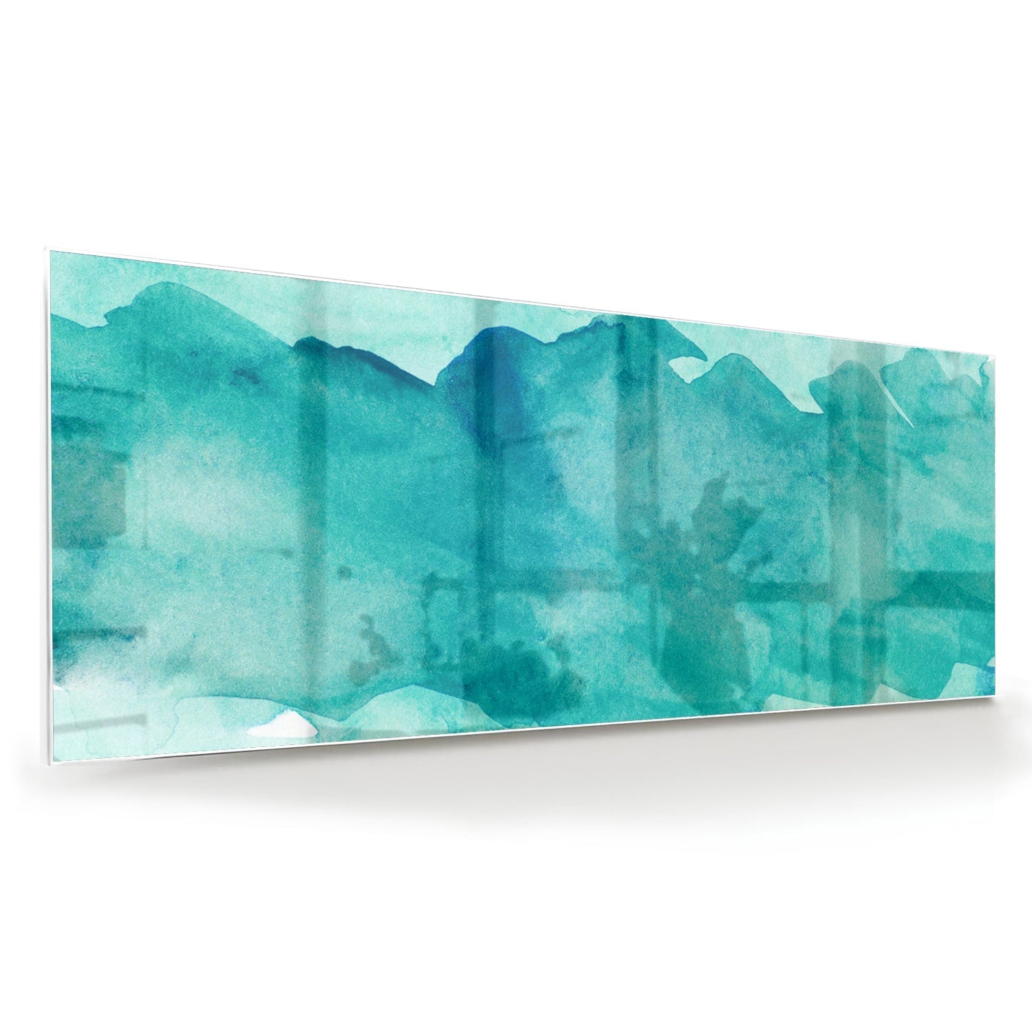 Abstraktes türkisfarbenes Glasbild für moderne Innenräume – Glasbild aus Sicherheitsglas, Größe 60x60