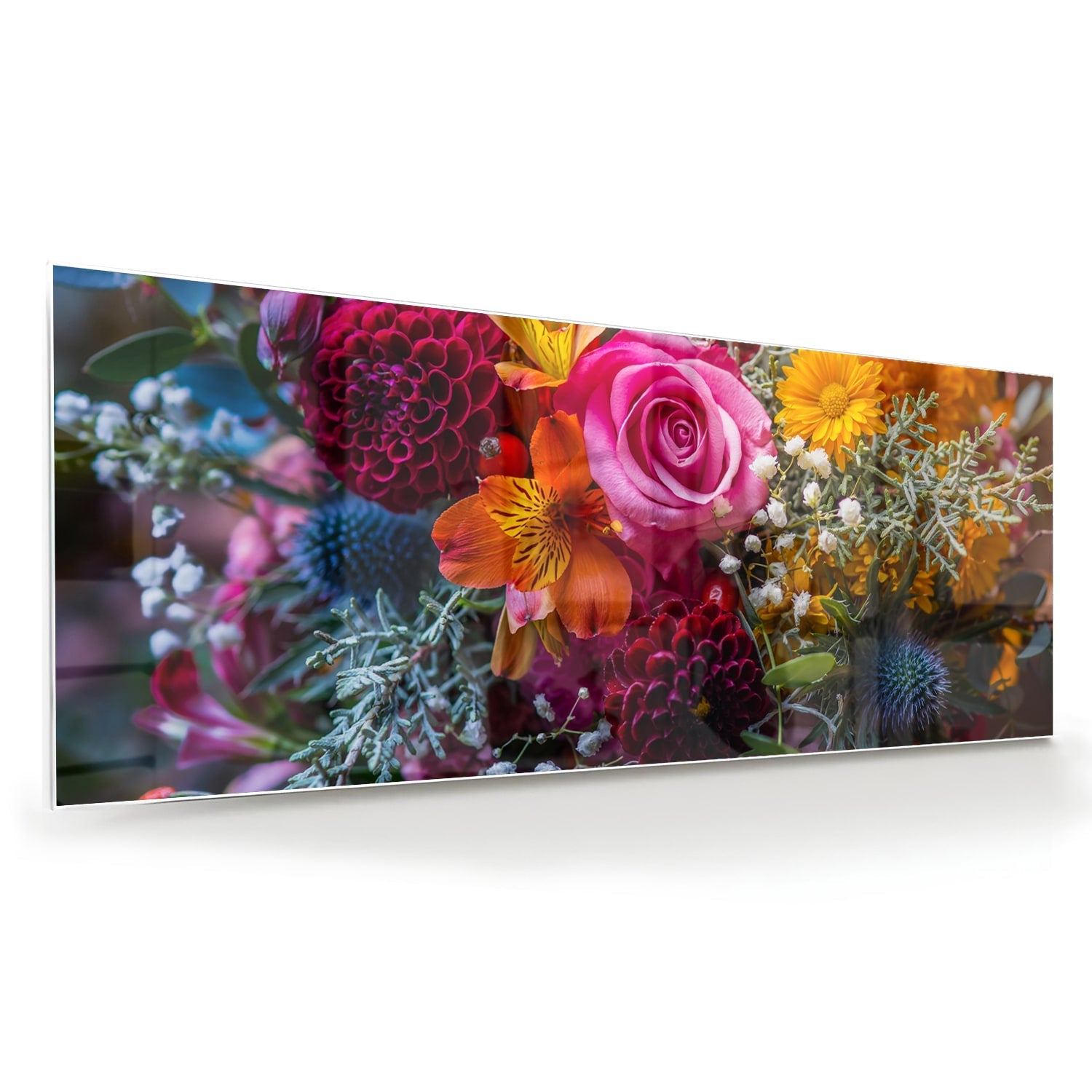 Glasbild – Bunte Blütenpracht – Glasbild aus Sicherheitsglas, Größe 60x60