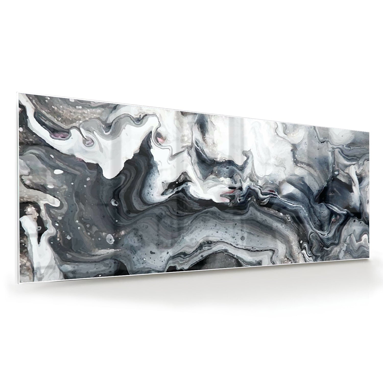 Abstraktes Glasbild in Grautönen – Glasbild aus Sicherheitsglas, Größe 60x60