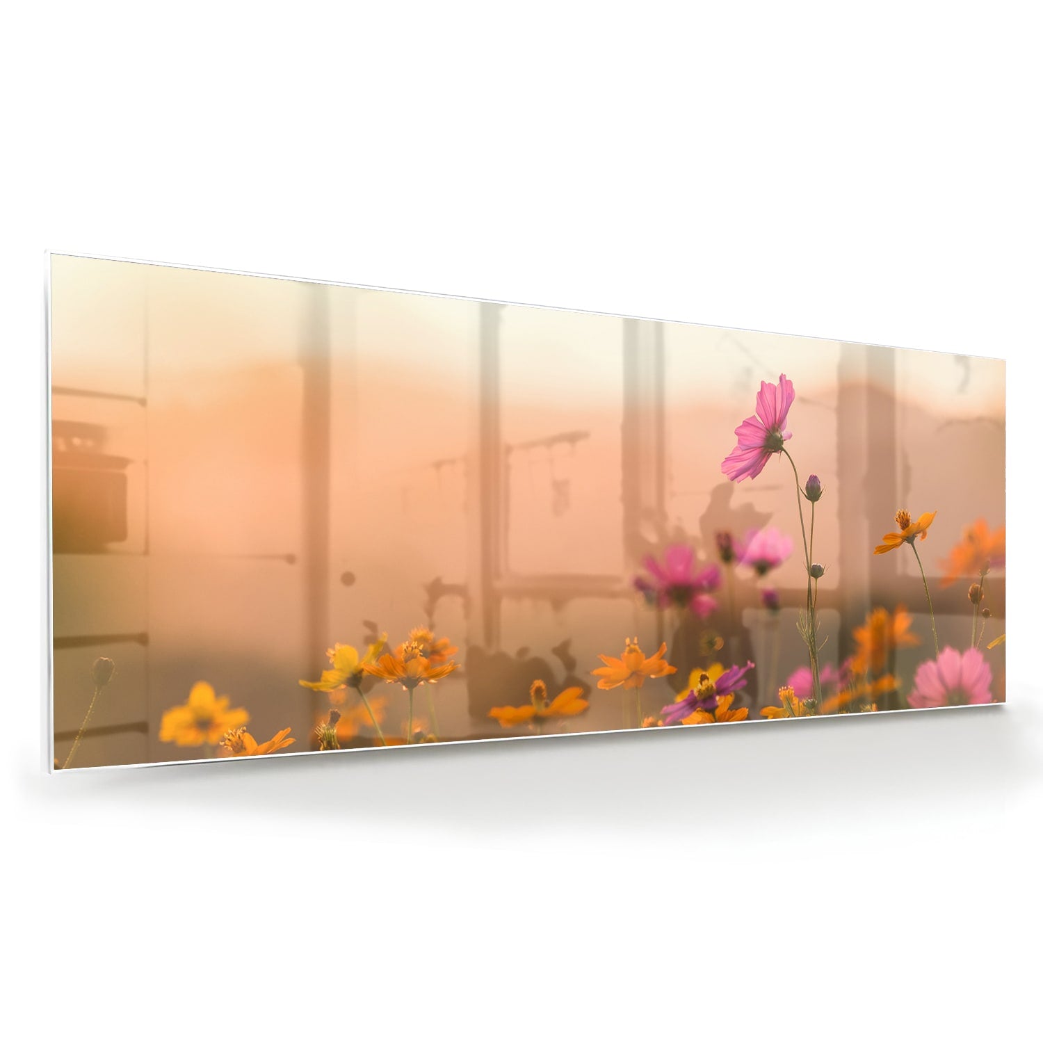 Wunderschönes Glasbild mit Blumen in Pastellfarben – Glasbild aus Sicherheitsglas, Größe 60x60