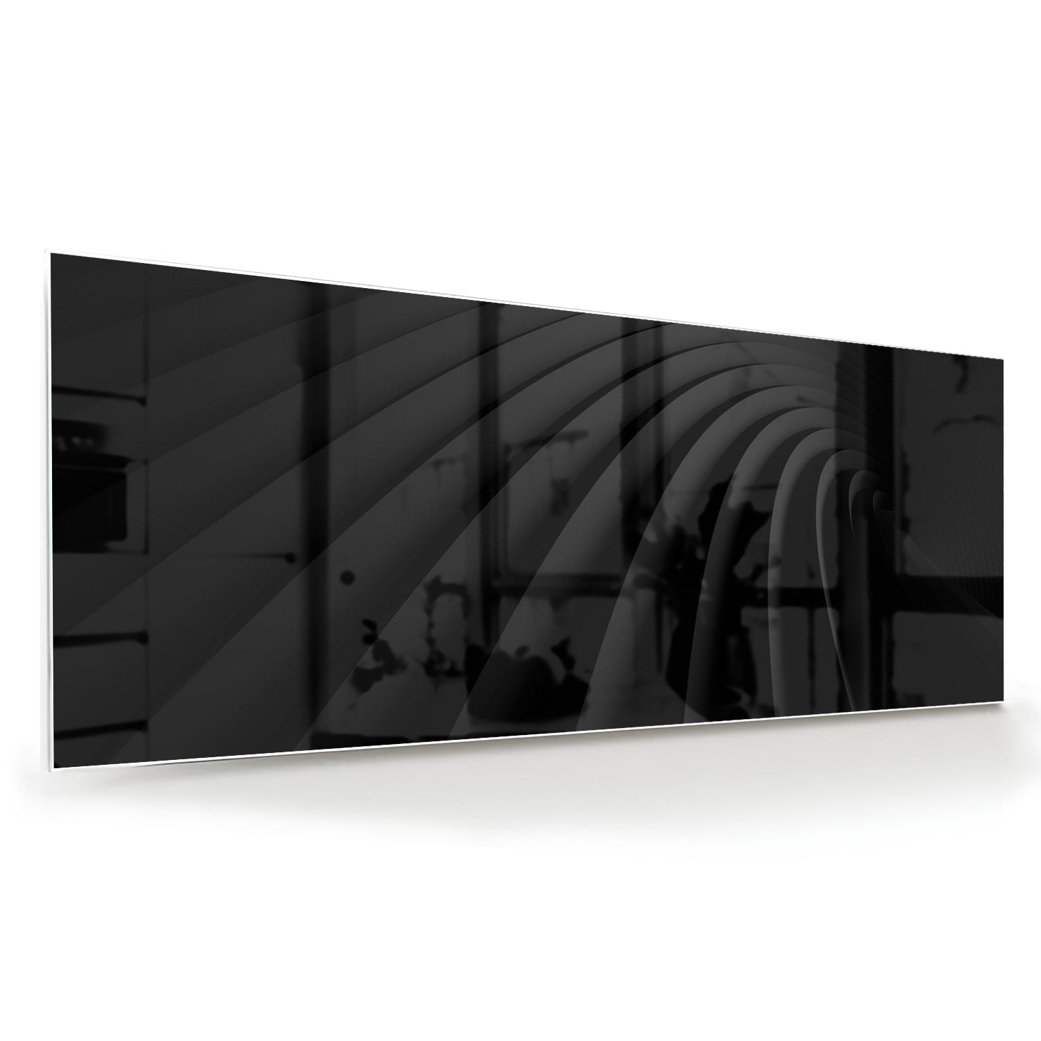 Elegantes schwarzes Glasbild für ein modernes Interieur – Glasbild aus Sicherheitsglas, Größe 60x60