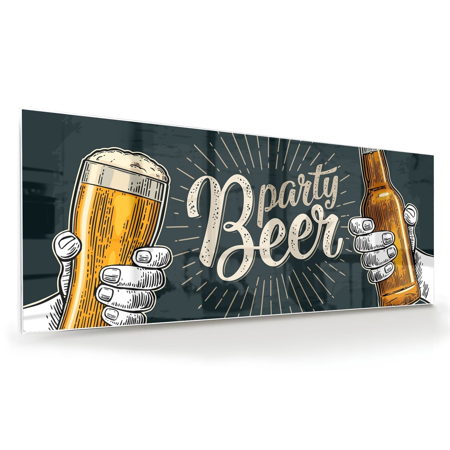 Festliches Glasbild mit Bier – Glasbild aus Sicherheitsglas, Größe 60x60