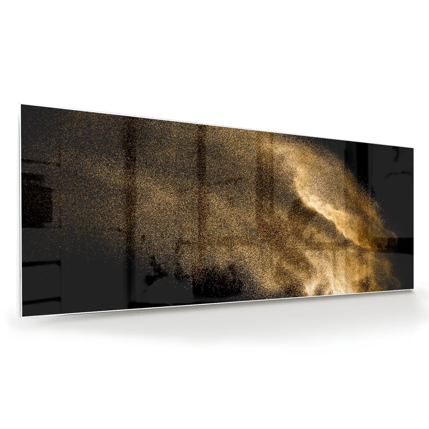Glasbild – Goldene Hand auf schwarzem Hintergrund – Glasbild aus Sicherheitsglas, Größe 60x60