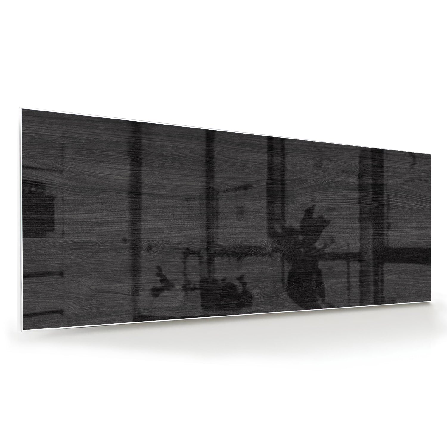 Schwarzes Glasbild mit dezenten Schatten – Glasbild aus Sicherheitsglas, Größe 60x60