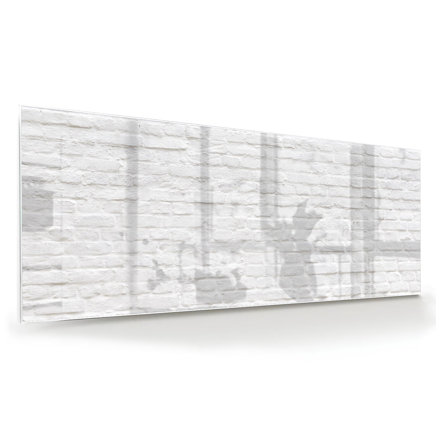 Glasbild mit weißer Ziegelsteintextur – Glasbild aus Sicherheitsglas, Größe 60x60