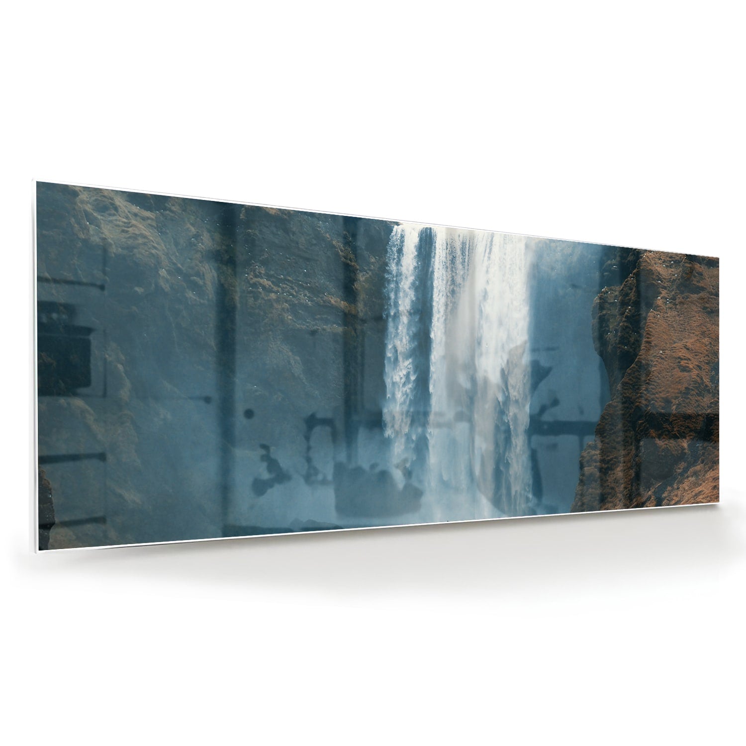 Atemberaubendes Glasbild mit Wasserfall – Glasbild aus Sicherheitsglas, Größe 60x60