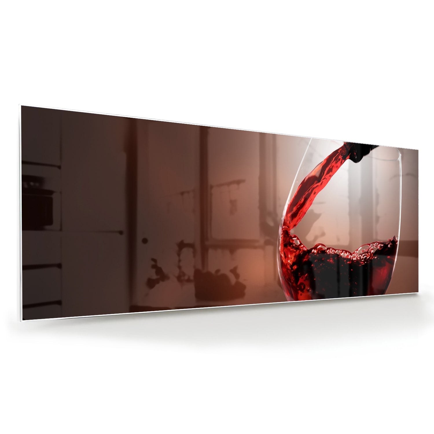 Glasbild mit Rotwein in einem stilvollen Raum – Glasbild aus Sicherheitsglas, Größe 60x60