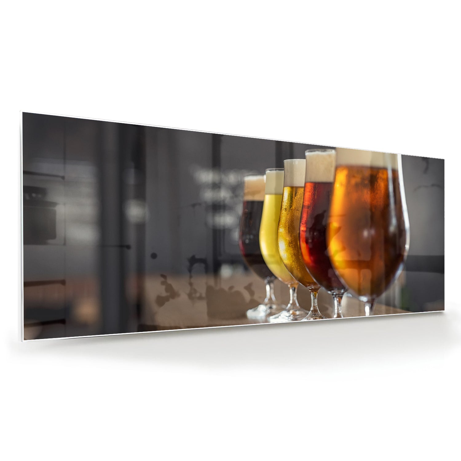 Glasbild mit verschiedenen Bieren – Glasbild aus Sicherheitsglas, Größe 60x60