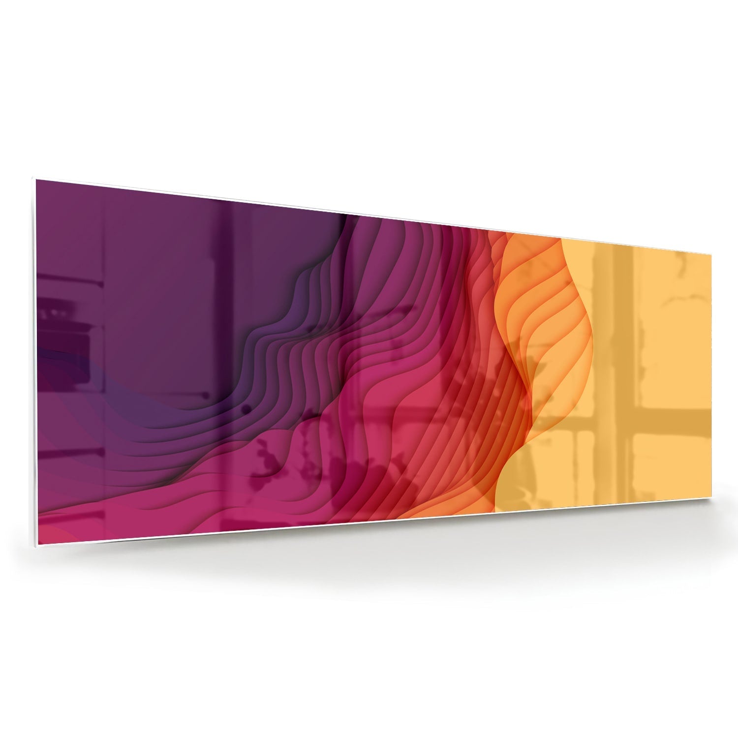 Abstraktes Glasbild mit leuchtenden Farben – Glasbild aus Sicherheitsglas, Größe 60x60