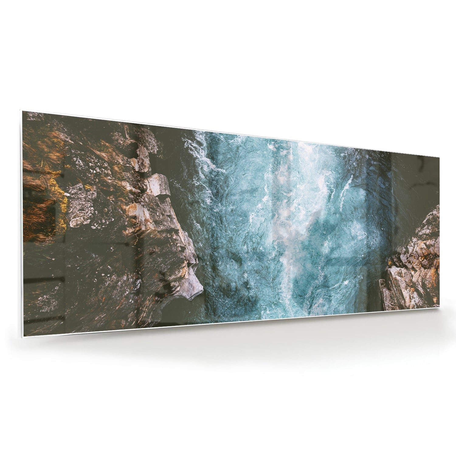 Glasbild mit klarem Bergwasser – Glasbild aus Sicherheitsglas, Größe 60x60