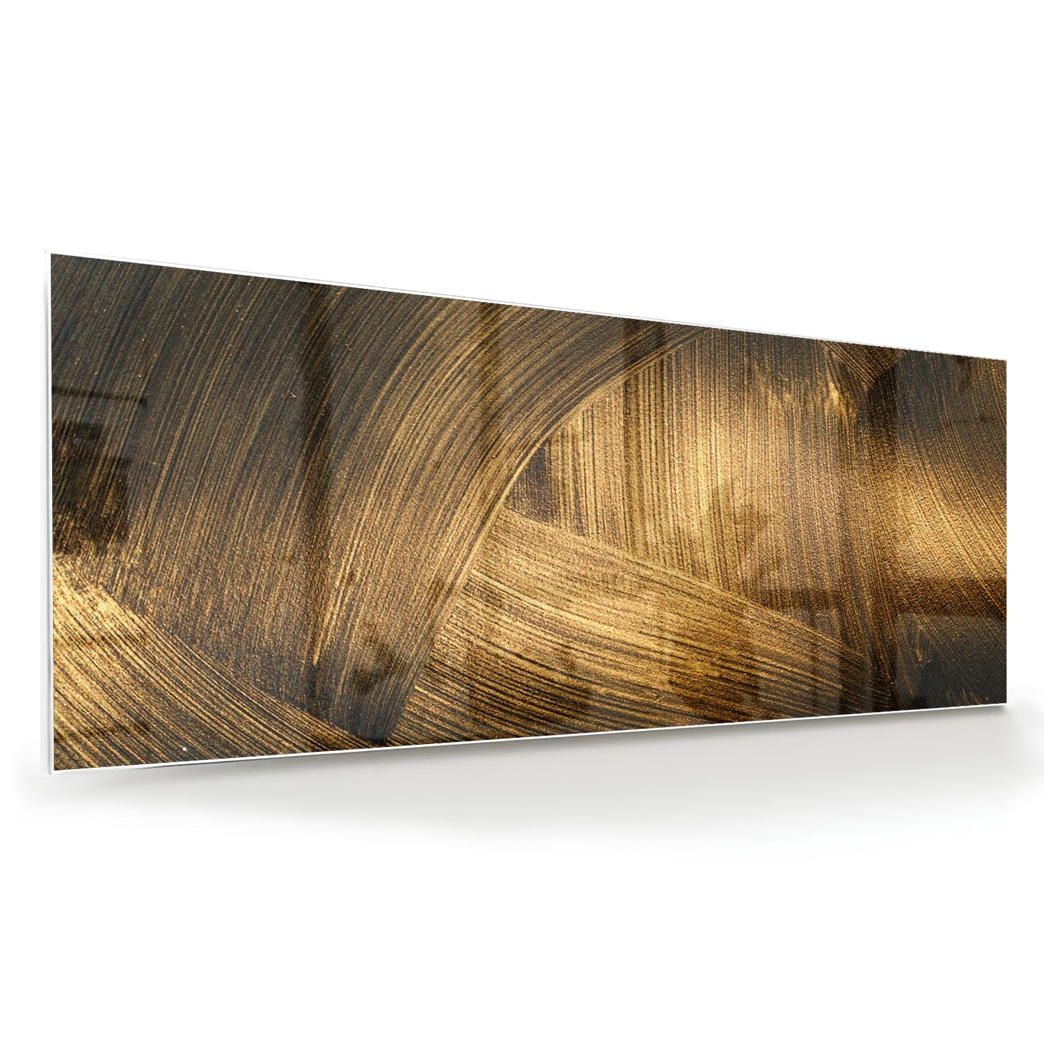 Elegantes Glasbild mit goldenem Muster – Glasbild aus Sicherheitsglas, Größe 60x60