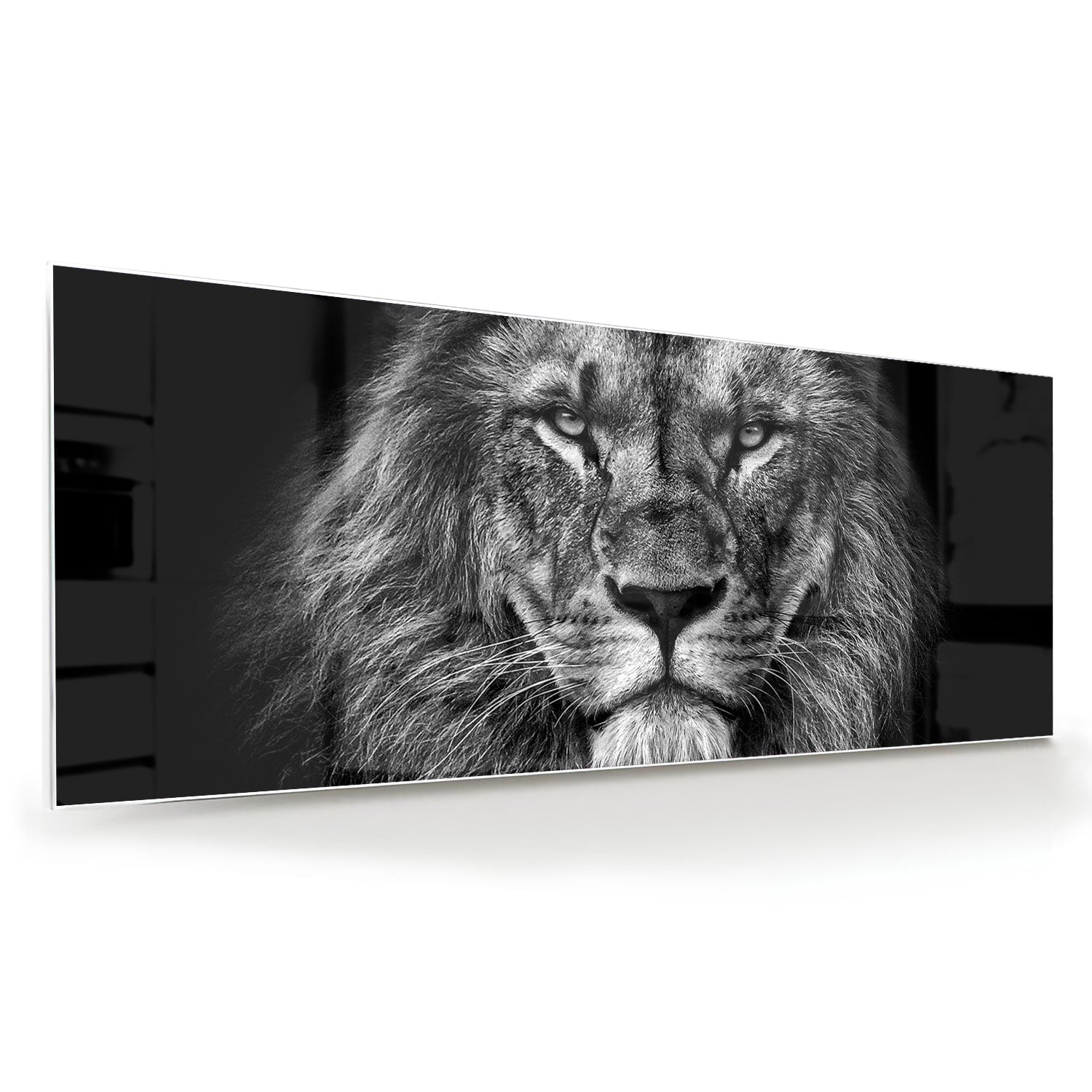 Beeindruckendes Glasbild mit einem Löwen – Glasbild aus Sicherheitsglas, Größe 60x60