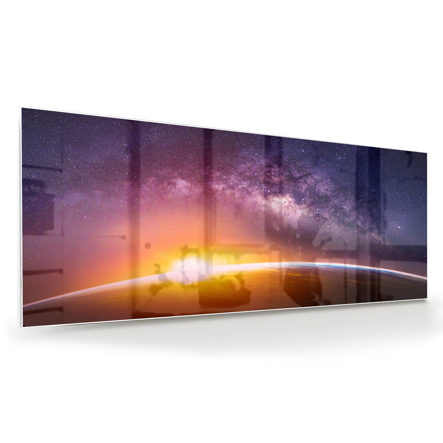 Glasbild mit einem Sternenhimmel bei Sonnenuntergang – Glasbild aus Sicherheitsglas, Größe 60x60