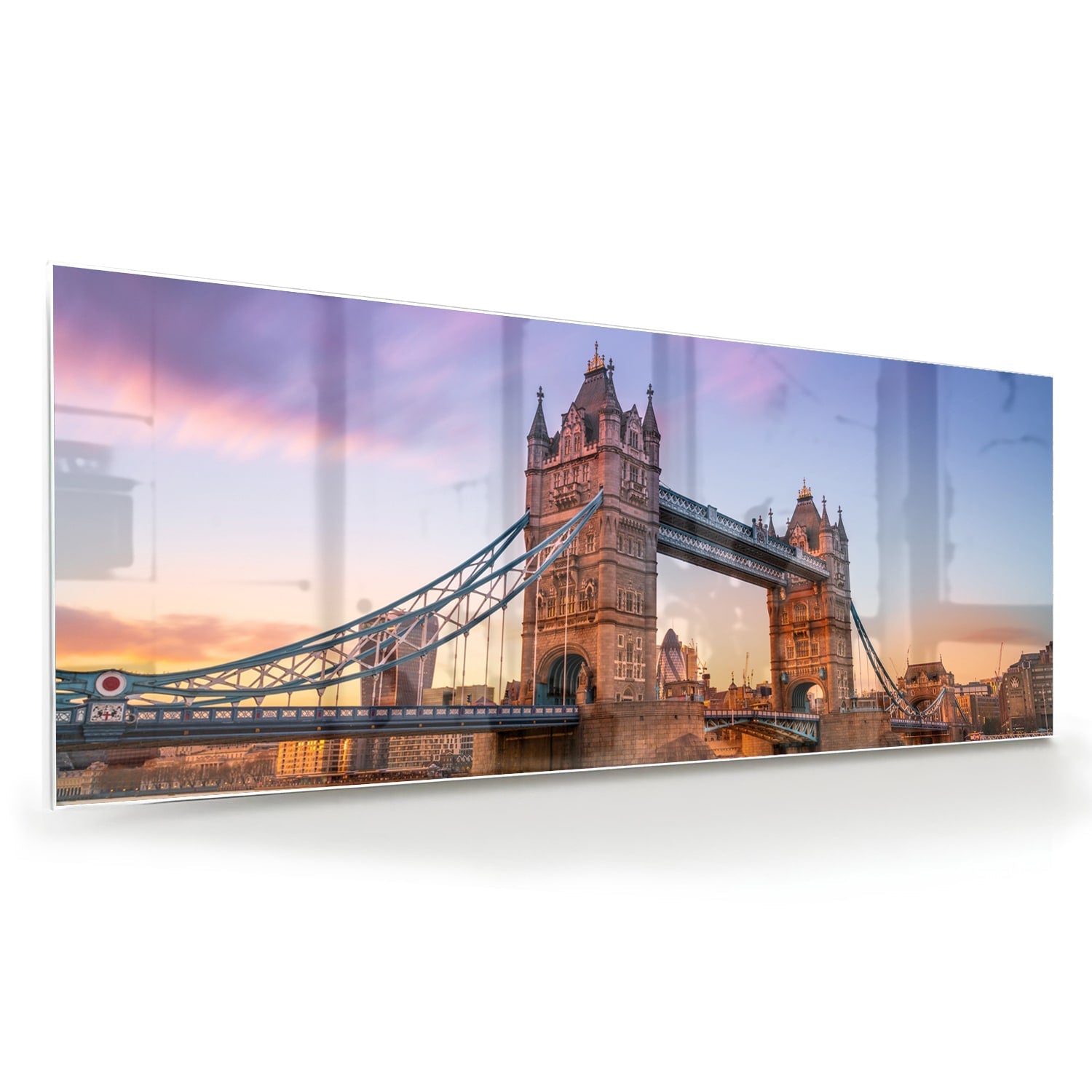 Glasbild mit der Tower Bridge in London – Glasbild aus Sicherheitsglas, Größe 60x60